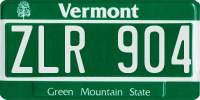 VT license plate ZLR904