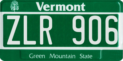 VT license plate ZLR906