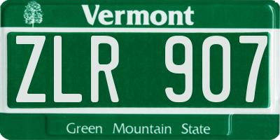 VT license plate ZLR907