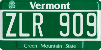 VT license plate ZLR909