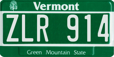 VT license plate ZLR914