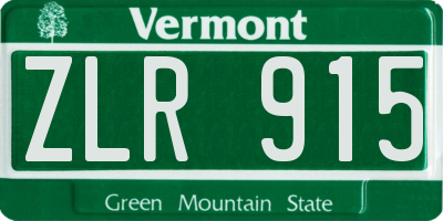 VT license plate ZLR915