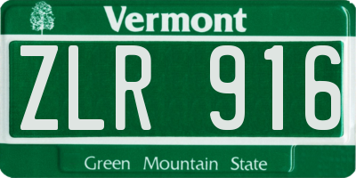 VT license plate ZLR916