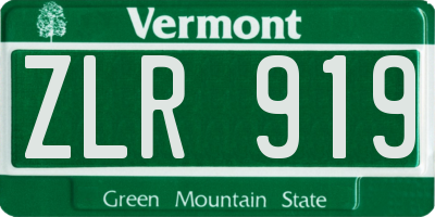 VT license plate ZLR919
