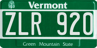VT license plate ZLR920