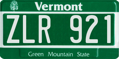 VT license plate ZLR921