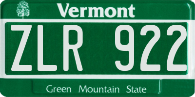VT license plate ZLR922