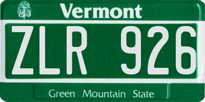 VT license plate ZLR926