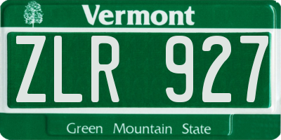 VT license plate ZLR927
