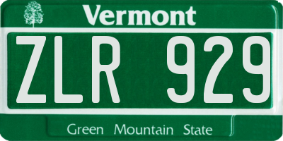 VT license plate ZLR929