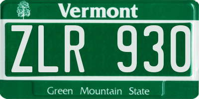 VT license plate ZLR930