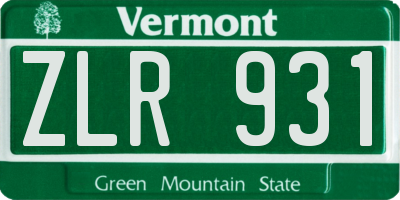 VT license plate ZLR931