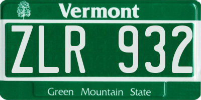 VT license plate ZLR932