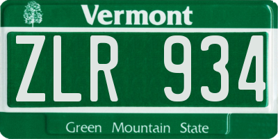 VT license plate ZLR934