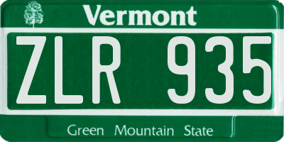 VT license plate ZLR935