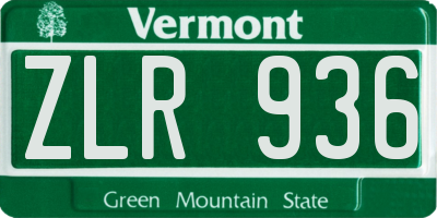 VT license plate ZLR936
