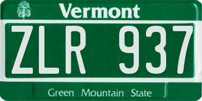 VT license plate ZLR937