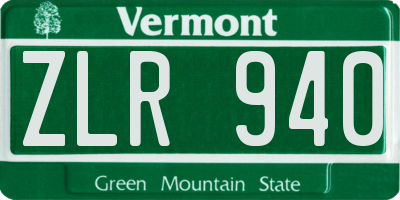 VT license plate ZLR940