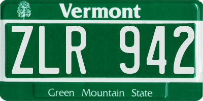 VT license plate ZLR942