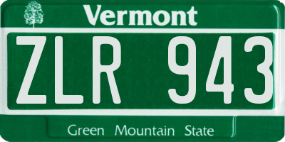 VT license plate ZLR943
