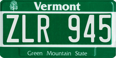 VT license plate ZLR945