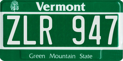 VT license plate ZLR947