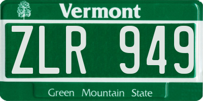VT license plate ZLR949