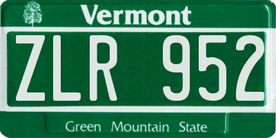 VT license plate ZLR952