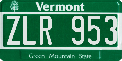 VT license plate ZLR953
