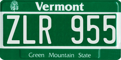 VT license plate ZLR955