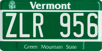 VT license plate ZLR956
