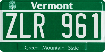 VT license plate ZLR961