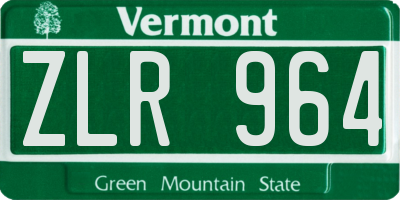 VT license plate ZLR964