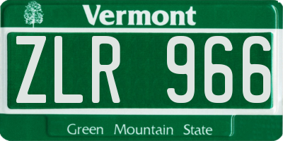 VT license plate ZLR966