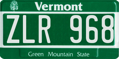 VT license plate ZLR968