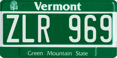 VT license plate ZLR969