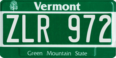 VT license plate ZLR972