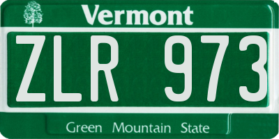 VT license plate ZLR973
