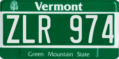 VT license plate ZLR974