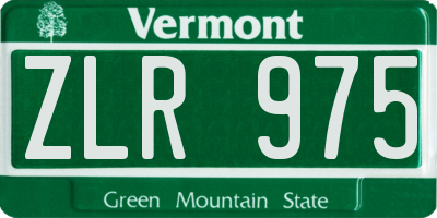 VT license plate ZLR975