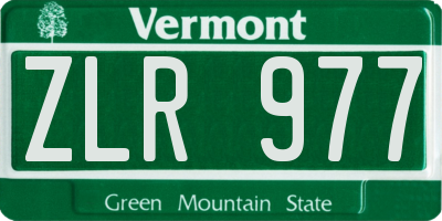 VT license plate ZLR977