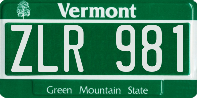 VT license plate ZLR981
