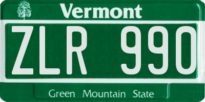 VT license plate ZLR990