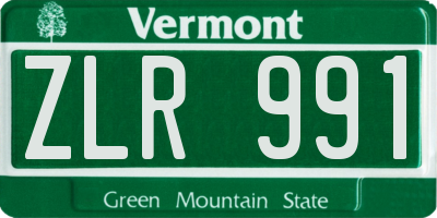 VT license plate ZLR991