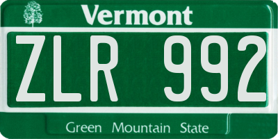 VT license plate ZLR992