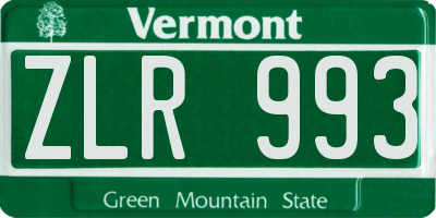 VT license plate ZLR993