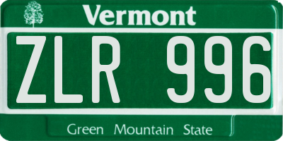 VT license plate ZLR996
