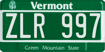 VT license plate ZLR997