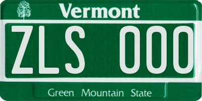 VT license plate ZLS000
