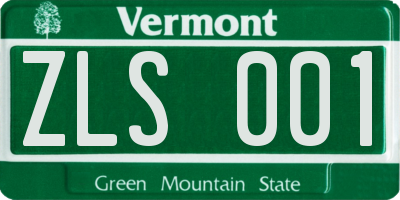 VT license plate ZLS001